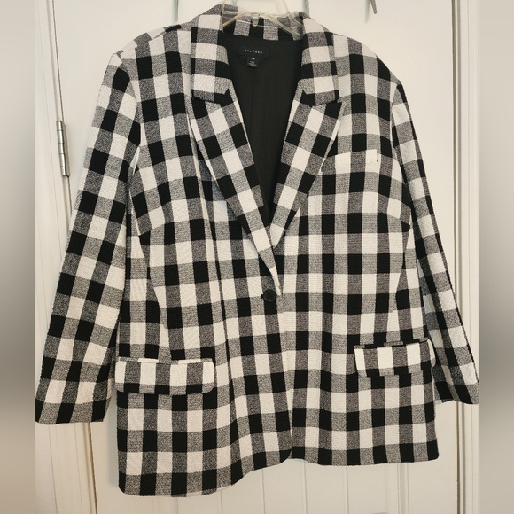 Halogen Jackets & Blazers - Halogen Women's Black and White Checkered Blazer Houndstooth Size 20W Academia